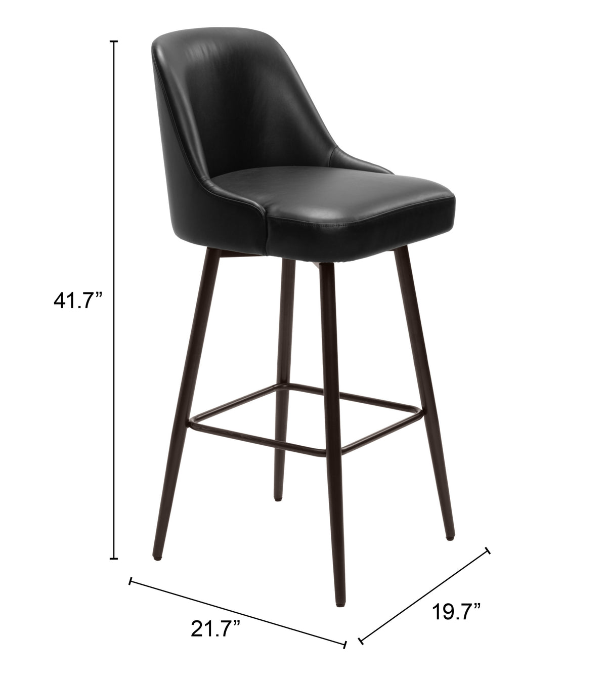 Keppel Swivel Barstool in Black & Bronze