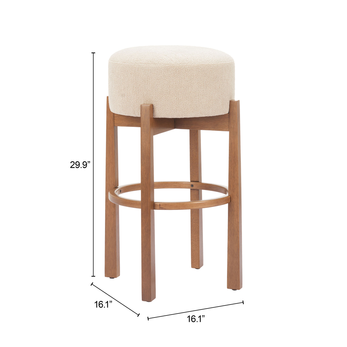 Nade Beige & Walnut Barstool (Set of 2)