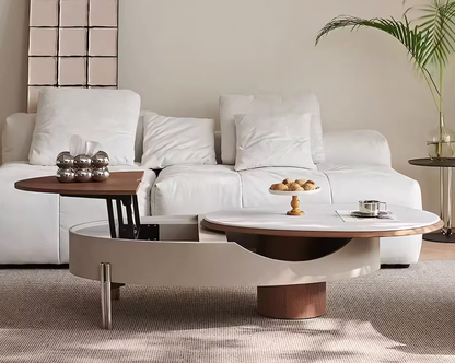 Lisle Sintered Stone Coffee Table – Oval Lift-Top with Hidden Storage