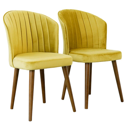 Parsons Gold Velvet Dining Chair Set – 34" Mid-Century Chairs (Set of 2)
