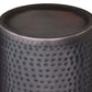 Corbin Hammered Antique Metal Cylindrical Side Table in rich antique copper finish, showcasing a hand-hammered texture.