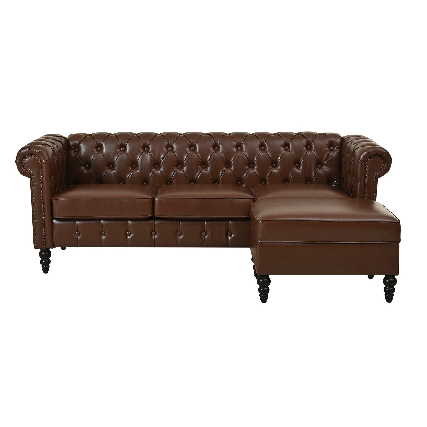 Calder Faux Leather Sectional – 85" L-Shaped 4-Seater with Storage Ottoman (2 Colors)