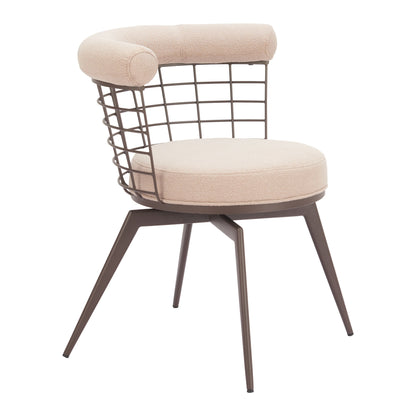 Saku Beige & Brown Swivel Dining Chair