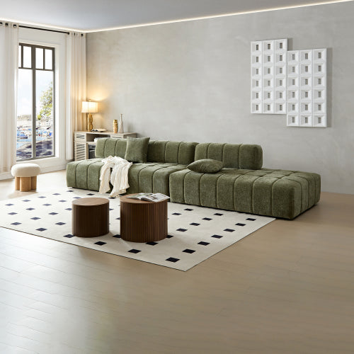 Modern Tufted Modular Sofa 143" – 3-Piece Configurable Sectional Couch (2 Colors) in stylish living room setting.