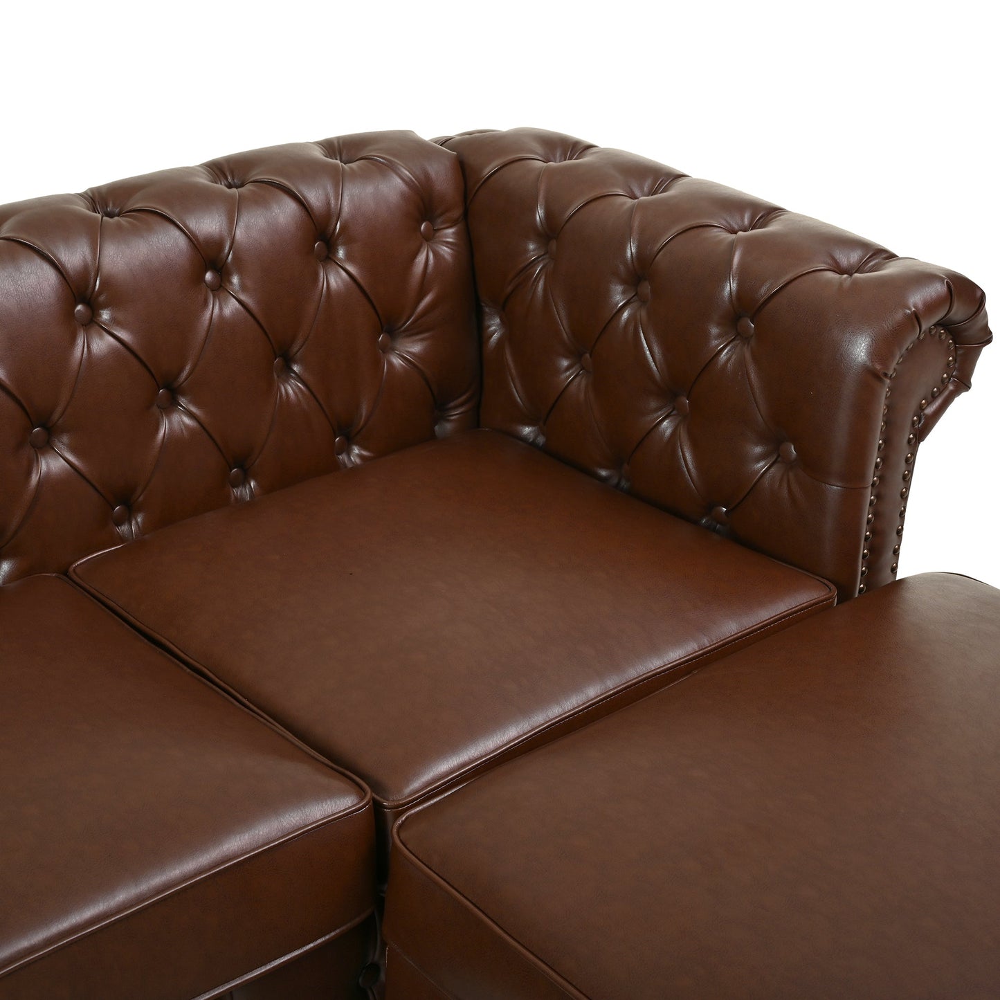 Calder Faux Leather Sectional – 85" L-Shaped 4-Seater with Storage Ottoman (2 Colors)