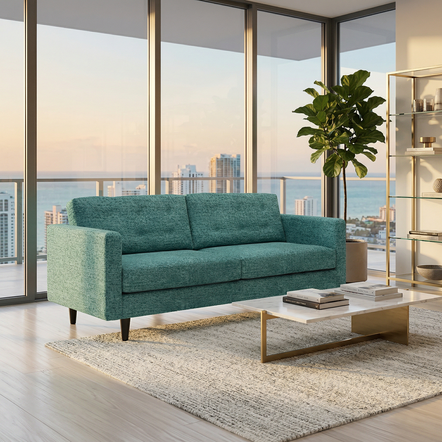 Talmadge Velvet Sofa – 92" Classic American Sofa - Hepburn Emerald - Fabric (4)