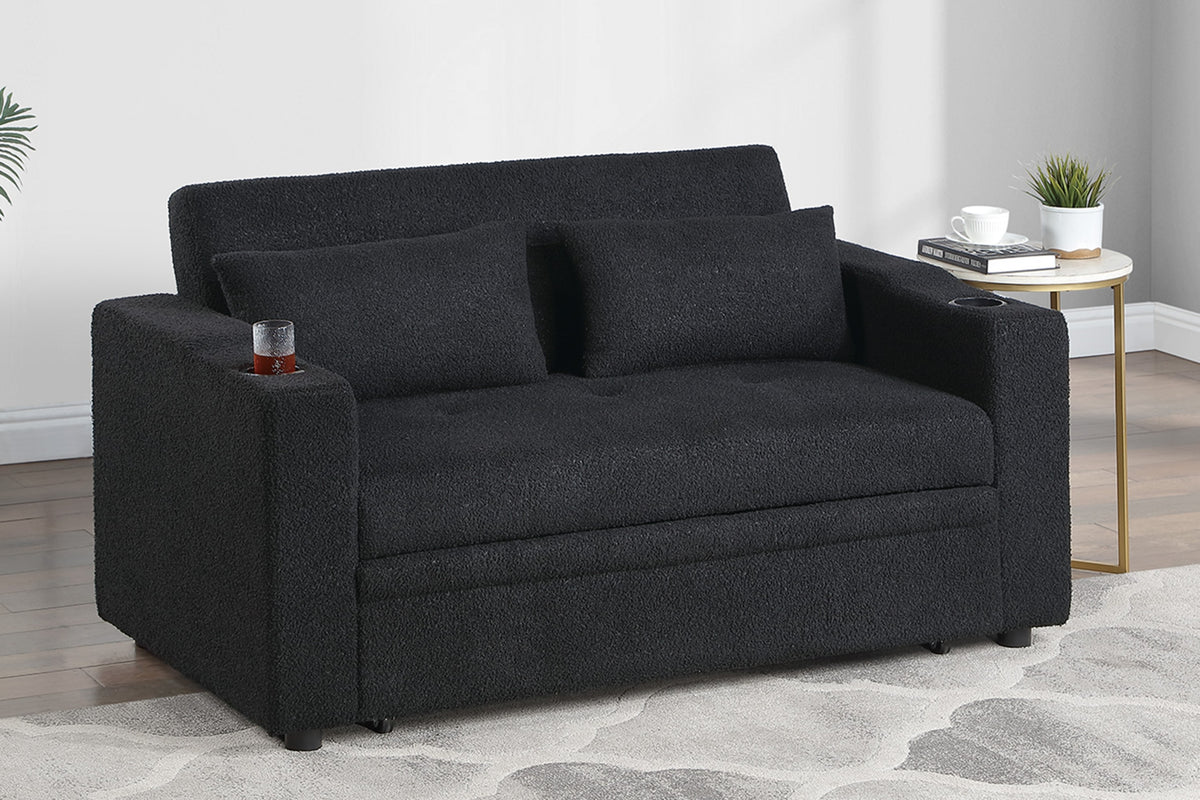 Easton Black Sherpa Sleeper Sofa