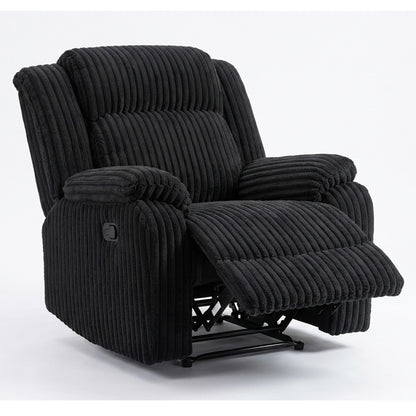 Radcliffe Black Corduroy Recliner Chair – 36" Manual Motion Recliner With Pillow-Top Arms
