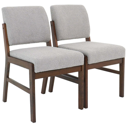 Caldwell Light Grey Boucle Dining Chair – 33.5"H Lumbar-Support Chairs (Set of 2)
