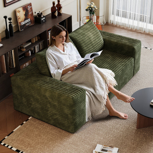 Modern Corduroy Deep Seat Loveseat Sofa – Comfy Couch (4 Colors and 3 Sizes)