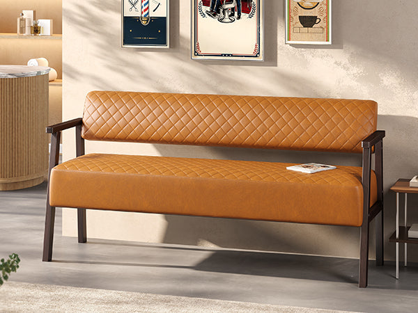 Belden Diamond-Quilted Faux Leather Bench