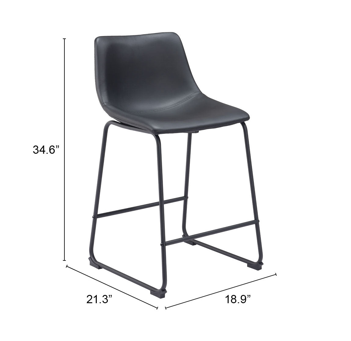 Smart Counter Stool (Set of 2) in Black