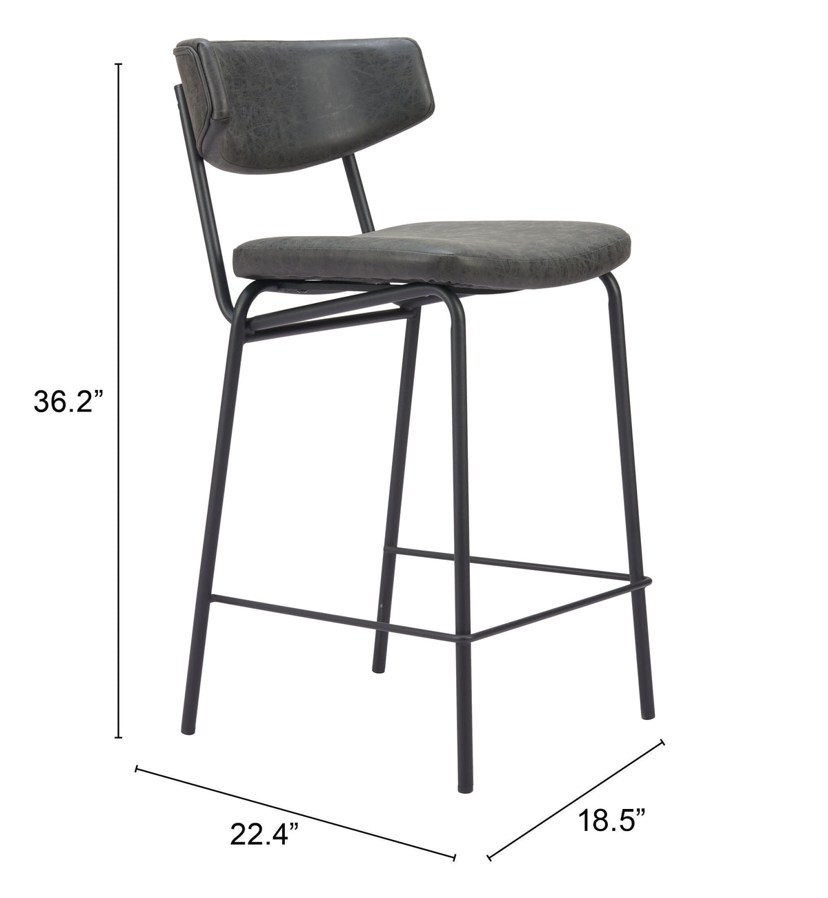 Charon Counter Stool (Set of 2) in Vintage Black