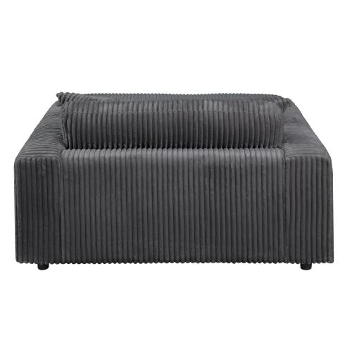 Oversized Gray Corduroy Deep Seat Chaise Lounge with Cup Holder &amp; 2 Pillows – Modern Comfy Accent Chair