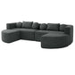 Boneless Boucle Modular Sectional Sofa 115” – Deep Seat Curved U-Shaped Foam Couch for 6
