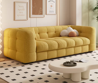 Fairfax Yellow Velvet Sofa Bed – 87" Pull-Out Sleeper with Mattress