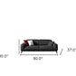 90" Dark Gray Linen Sleeper Sofa And Toss Pillows With Silver Legs dimensions and design layout.