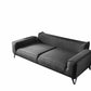 90" Dark Gray Linen Sleeper Sofa And Toss Pillows With Silver Legs in modern design