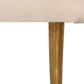90" Ivory Velvet Sofa And Toss Pillows With Gold Legs close-up of gold leg and upholstery detail.
