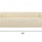 90" Ivory Velvet Sofa And Toss Pillows With Gold Legs dimensions 90x28x37 inches in luxury velvet upholstery.