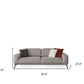 90" Linen Linen Sleeper Sofa And Toss Pillows With Silver Legs in gray with decorative pillows, dimensions 90"x37"x30".