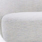 Close-up view of the upholstery on a 90" Off White Fabric Sofa With Black Legs.