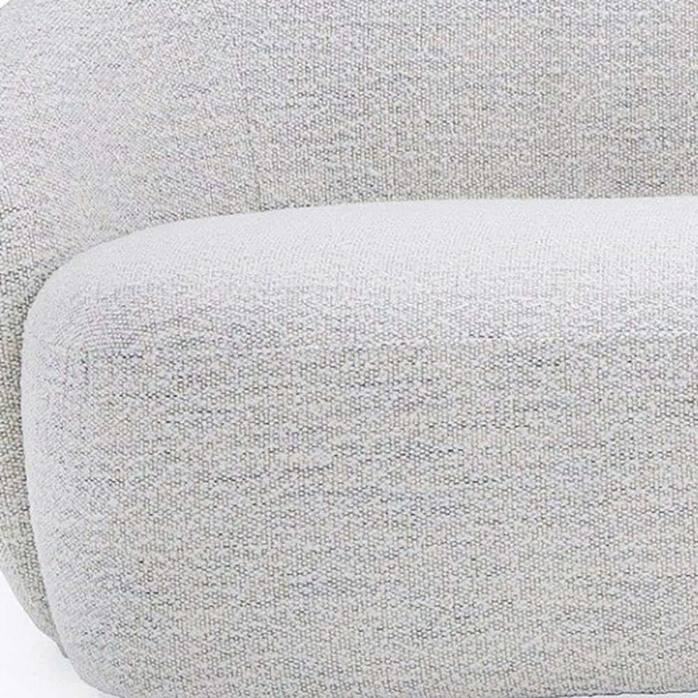 Close-up view of the upholstery on a 90" Off White Fabric Sofa With Black Legs.