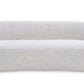 90" Off White Fabric Sofa With Black Legs featuring a modern design and round arms for comfort.