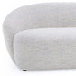 90" Off White Fabric Sofa With Black Legs close-up view of soft texture and contemporary design.