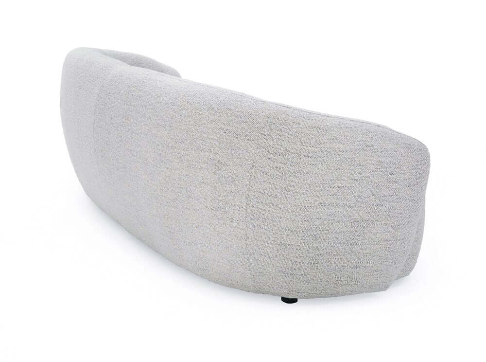 90" Off White Fabric Sofa With Black Legs shown from the back, featuring a smooth, modern design and comfortable upholstery.