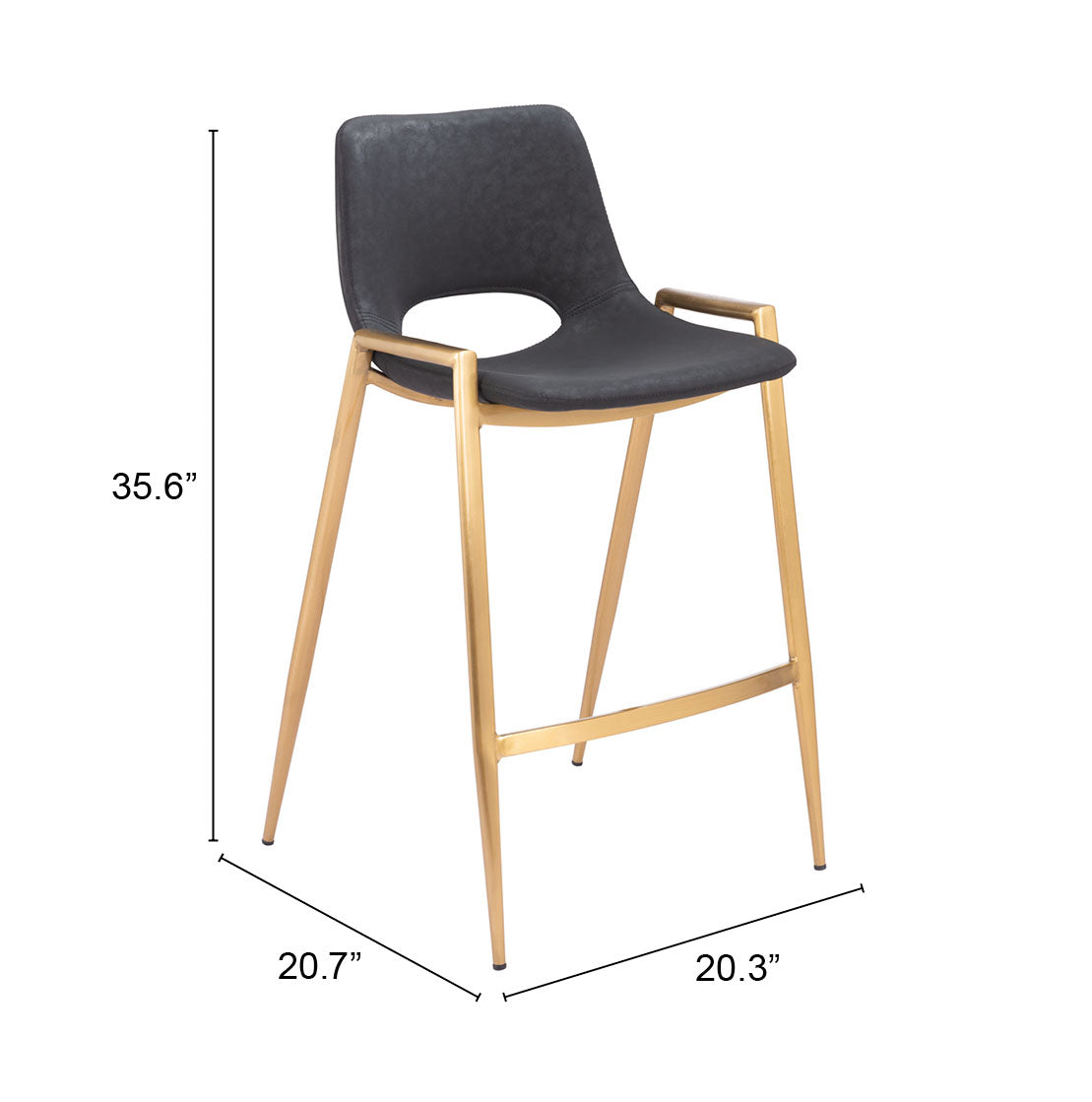 Desi Counter Stool (Set of 2) in Black & Gold