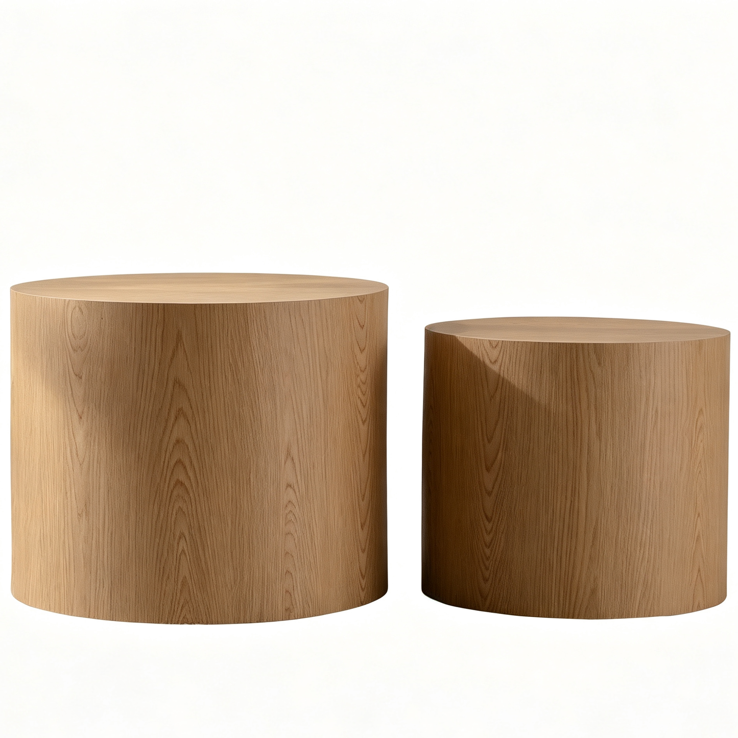 Lyra Natural Wood Finish Round Nesting Coffee Tables – Set of 2, 33.86" Overall