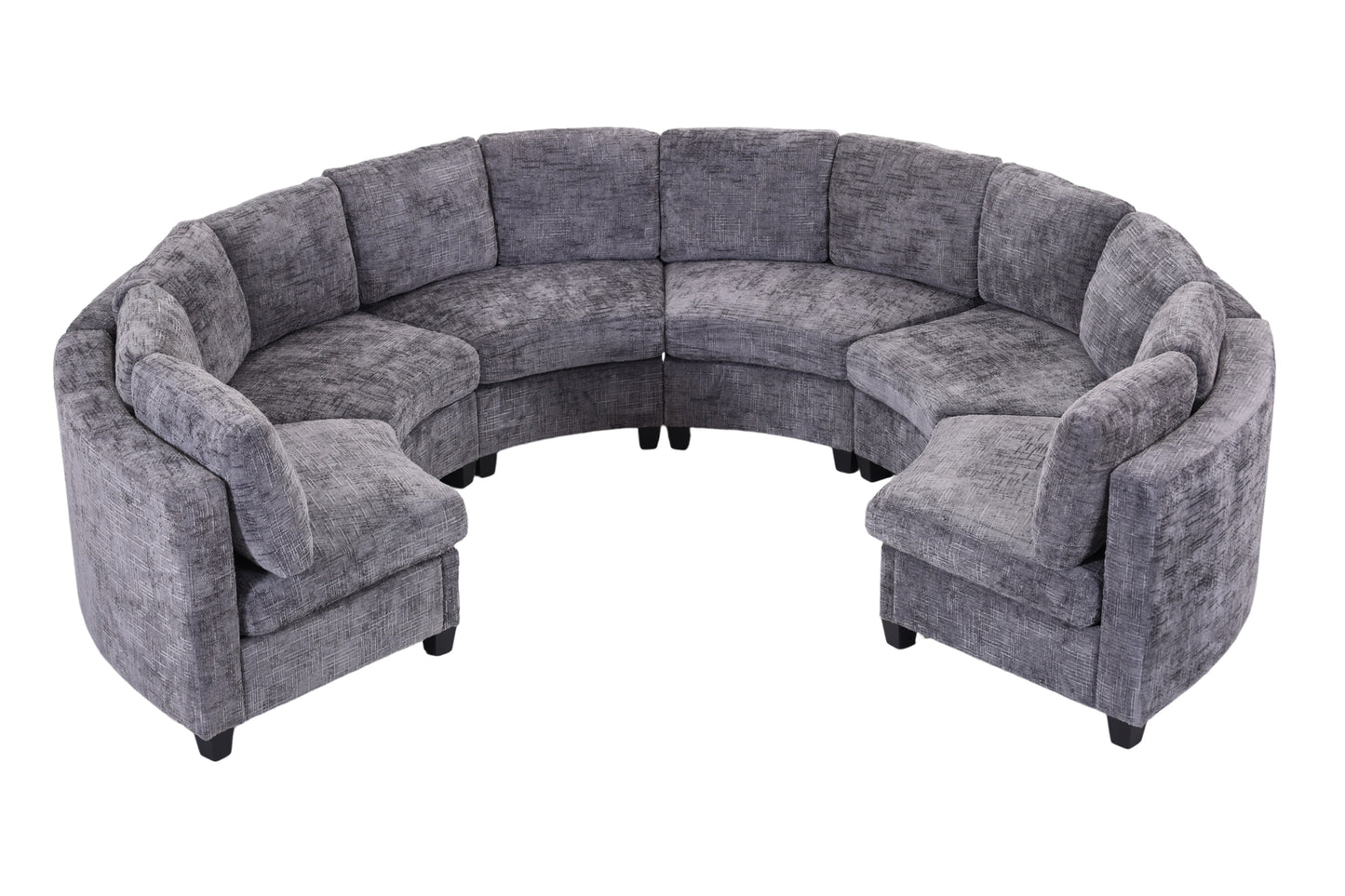 Harlan Curved Modular Sectional Sofa – Chenille, Solid Wood Frame, 4 Colors - Dark Gray (9)