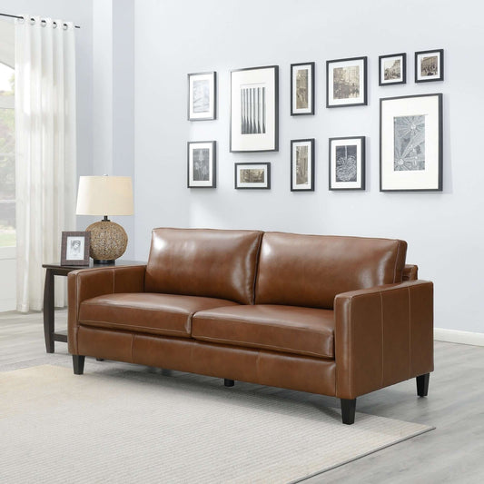 MCM Square Arm Genuine Leather Sofa 80'