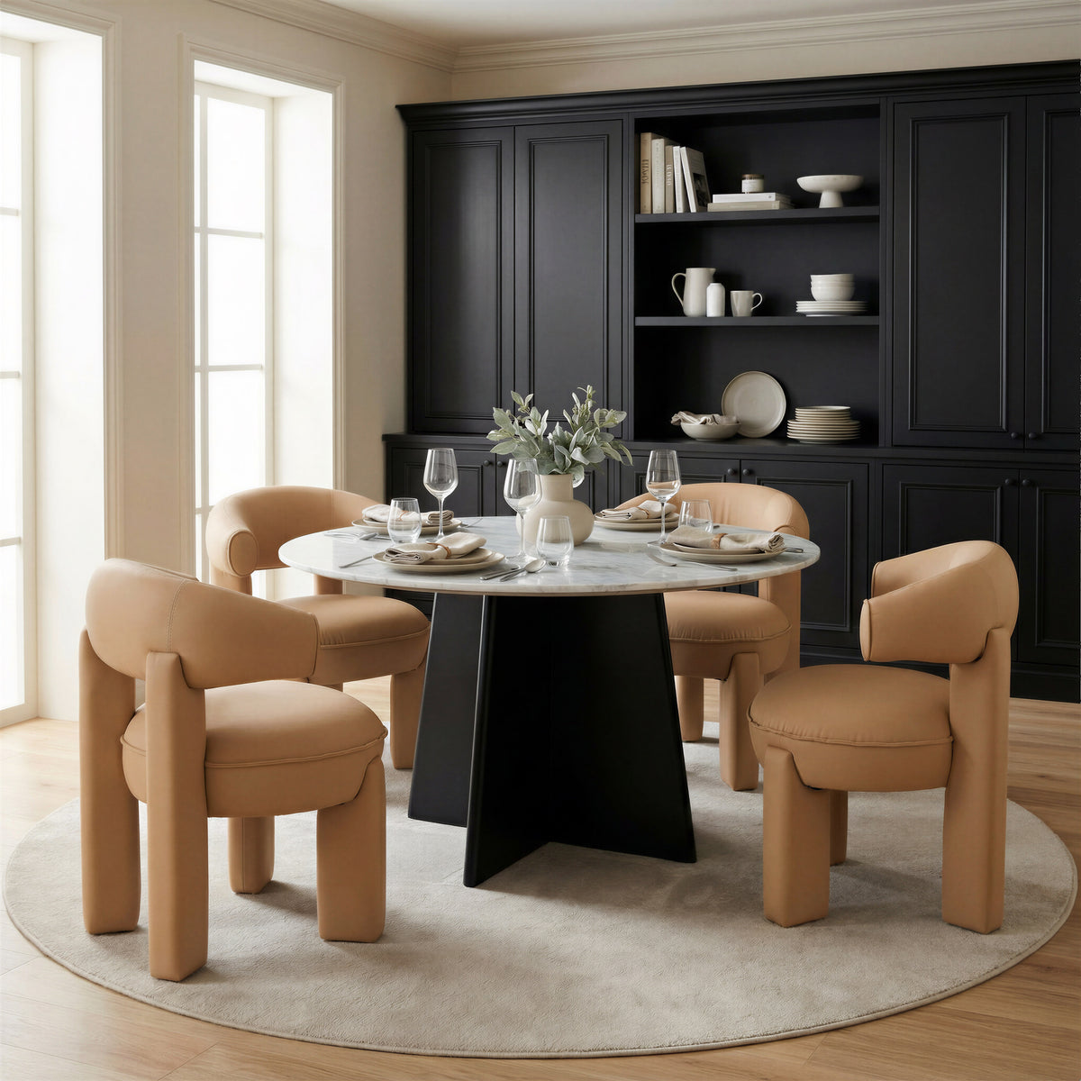Strela White & Black Dining Table
