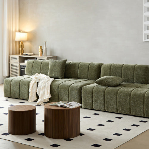 Modern Tufted Modular Sofa 143" – 3-Piece Configurable Sectional Couch (2 Colors) in stylish setting.