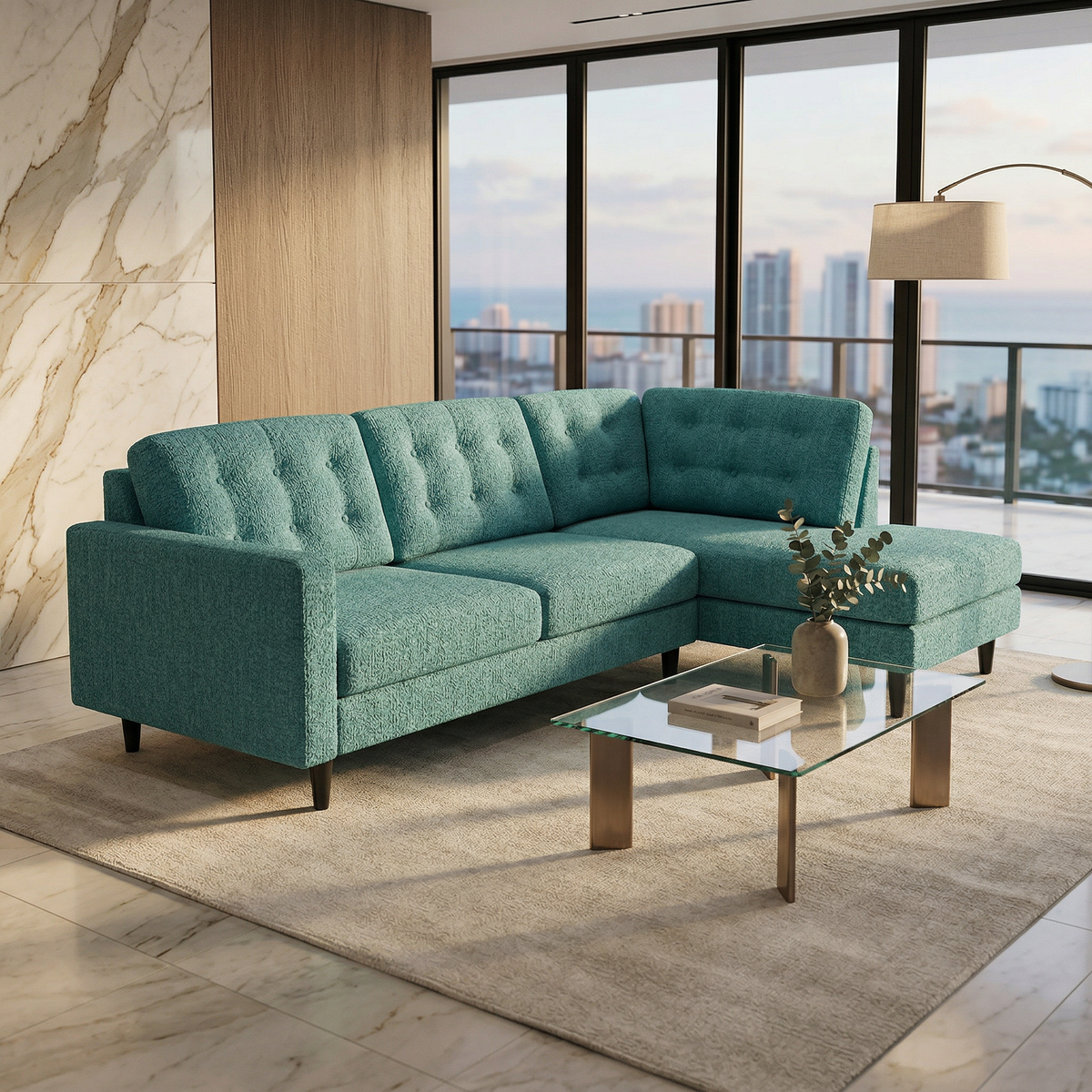 Talmadge Sectional Sofa – 120" L-Shaped, Made in USA - Hepburn Emerald - Fabric (13)