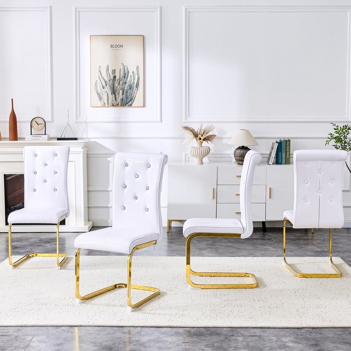 Kinsey White, Gold Legs, Set of 4