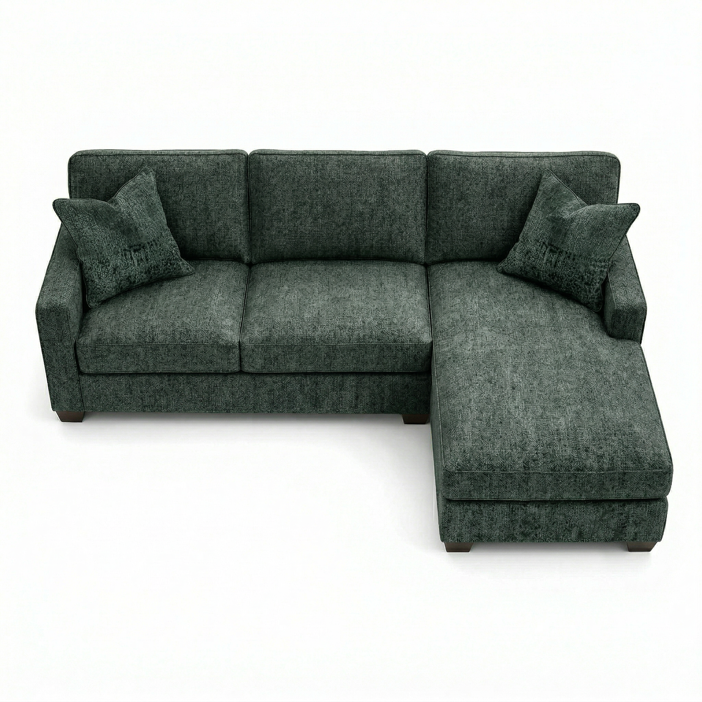 Clifford L-Shaped Sectional Sofa – Made in USA, 9 Fabric Options - Green Velvet Antique Charcoal (2)