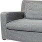 93" Dark Gray Slipcovered Fabric Sofa with Toss Pillows | Modern Upholstered Couch, showcasing relaxed comfortable design.