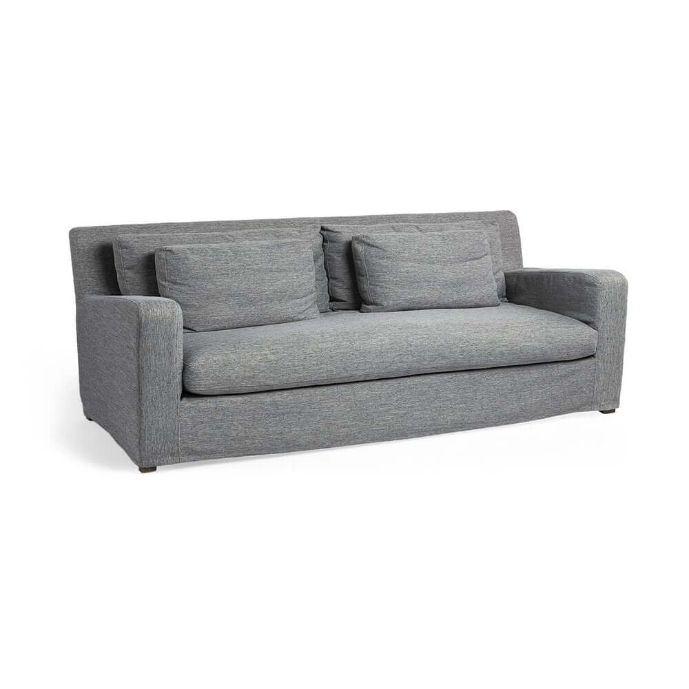 93" Dark Gray Slipcovered Fabric Sofa with Toss Pillows | Modern Upholstered Couch - relaxed comfort and contemporary design.