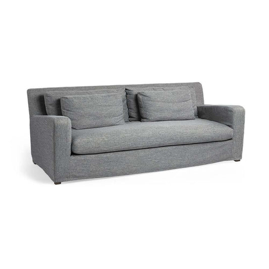 93" Dark Gray Slipcovered Fabric Sofa with Toss Pillows | Modern Upholstered Couch - relaxed comfort and contemporary design.