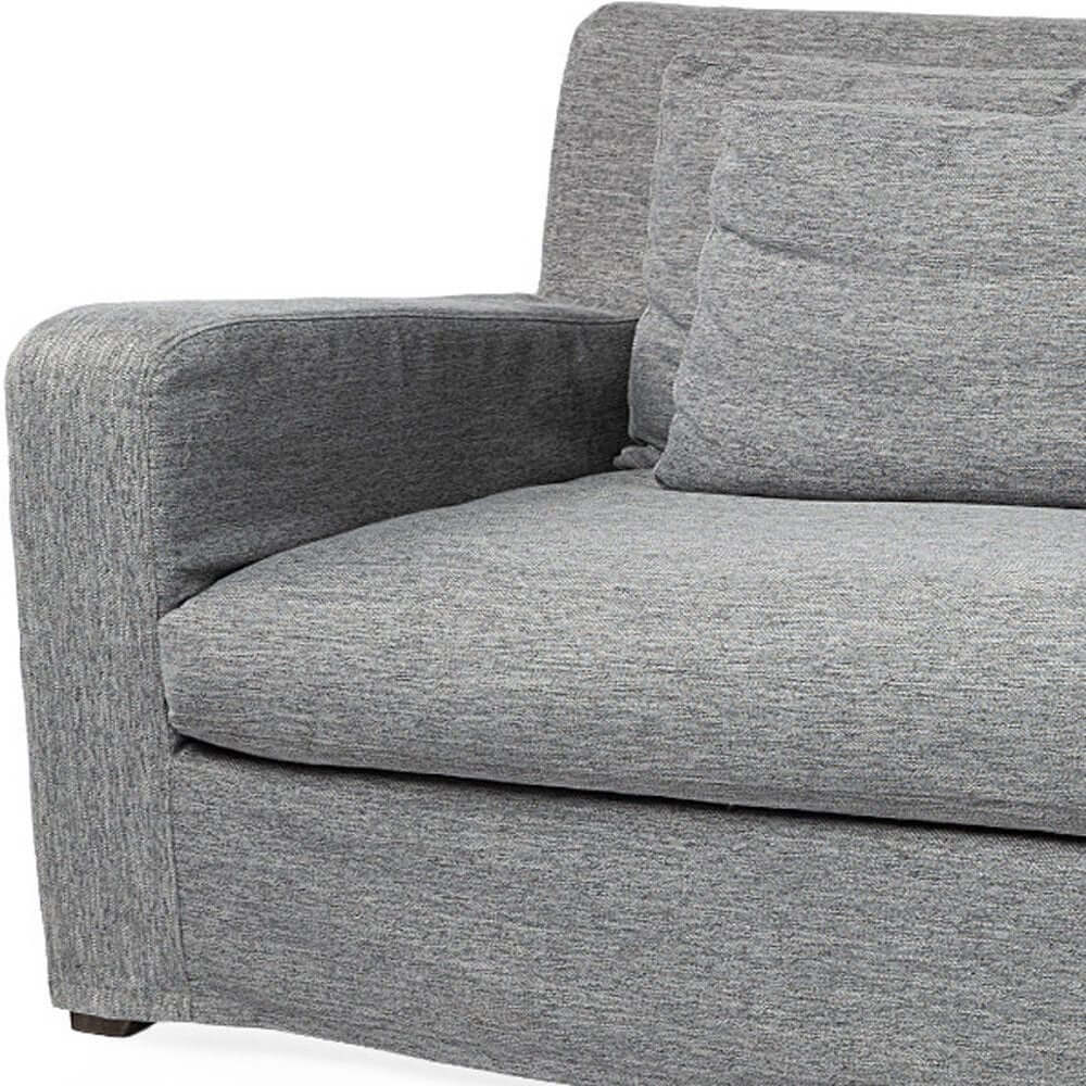93" Dark Gray Slipcovered Fabric Sofa with Toss Pillows | Modern Upholstered Couch, showcasing relaxed comfortable design.