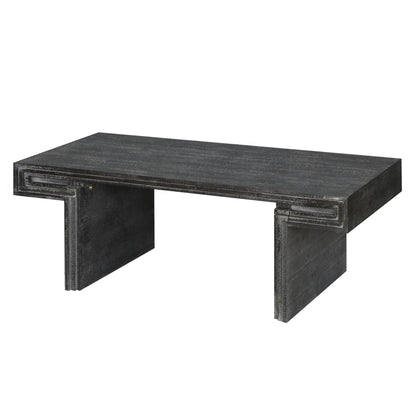 Reeve Antique Black Coffee Table – 48" Industrial Double-Tier Wood Table