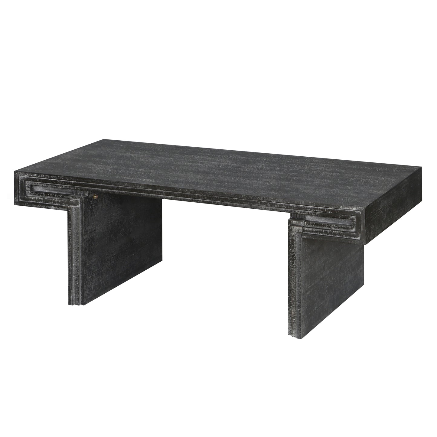Reeve Antique Black Coffee Table – 48" Industrial Double-Tier Wood Table