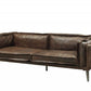 94" Chocolate Top Grain Leather Sofa With Dark Brown Legs, luxurious leather sofa with dark brown legs for elegant decor.