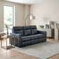 Haddon Navy Faux Leather Power Reclining Sofa