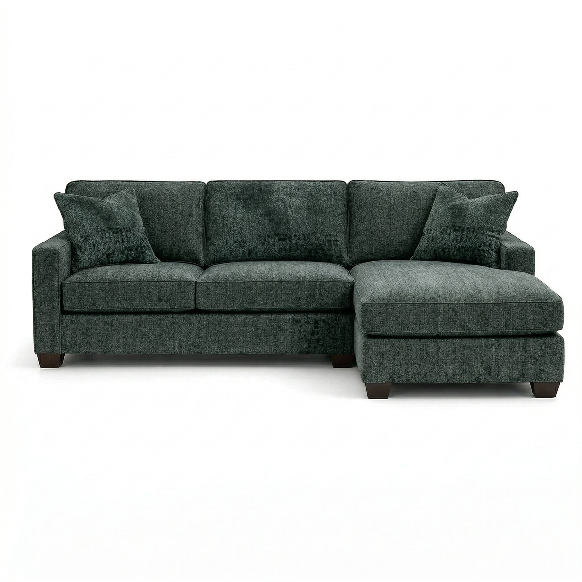Clifford L-Shaped Sectional Sofa – Made in USA, 9 Fabric Options - Green Velvet Antique Charcoal (3)