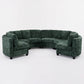 Harlan Curved Modular Sectional Sofa – Chenille, Solid Wood Frame, 4 Colors - Green (12)