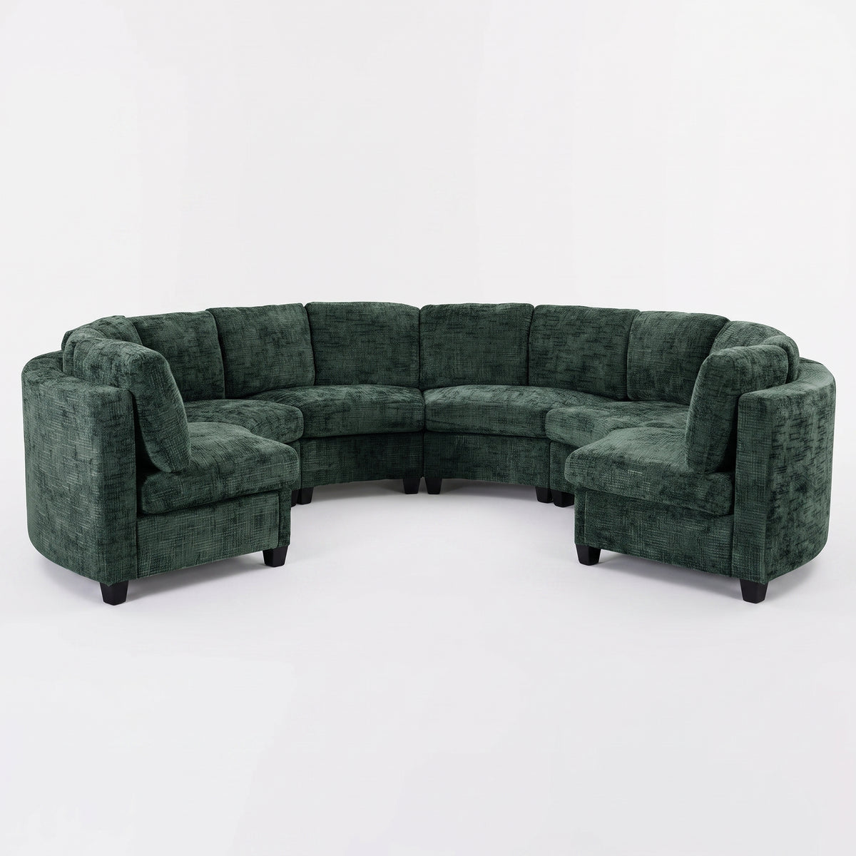 Harlan Curved Modular Sectional Sofa – Chenille, Solid Wood Frame, 4 Colors - Green (12)